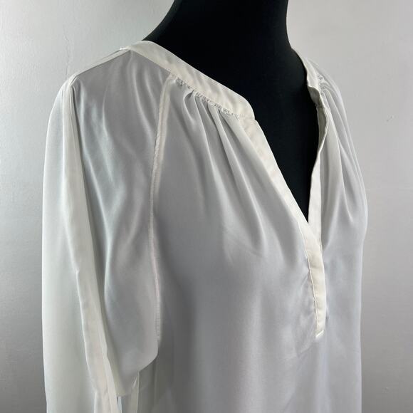 JOIE Yareli White Blouse Pleated Split Neck Raglan Sleeve Pullover Size Small S - Picture 6 of 10
